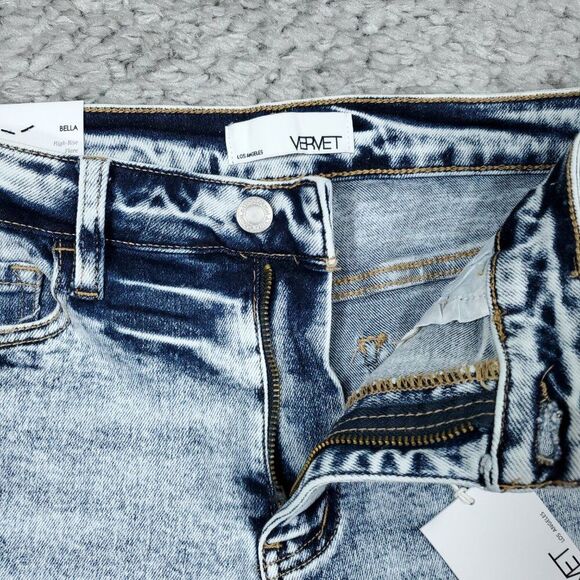 Vervet Bella High Rise Cropped Flare Light Wash Blue Distressed Crop Size 29 - Picture 4 of 8